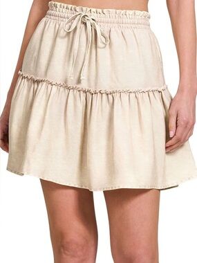 NEW Zenana Tencel Washed Tiered Mini Skirt